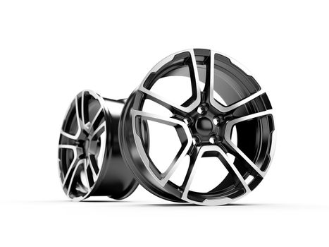 Car Alloy Rim isolated on white background 3D rendering illustration.