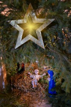 Christmas nativity scene with baby Jesus