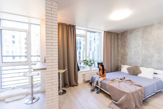 little girl alone in the apartment