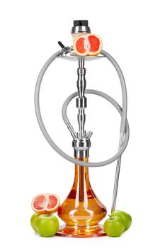 Hookah with fruits isolated on white background