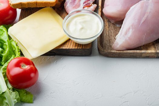 Club sandwich ingredient, on white background with copy space for text
