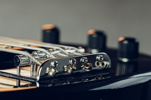 Electric guitar body in the dark close up shot