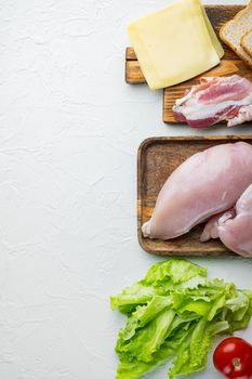 Delicious sandwich with toasted bread ingredient, on white background with copy space for text