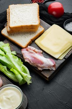 Club sandwich ingredient, on black background