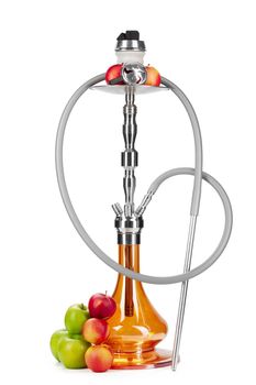 Hookah with fruits isolated on white background