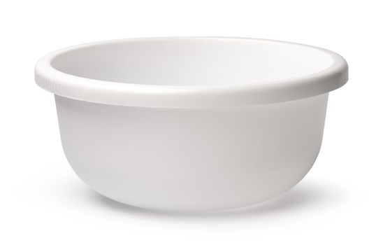 Plastic empty basin isolated on white background, close up