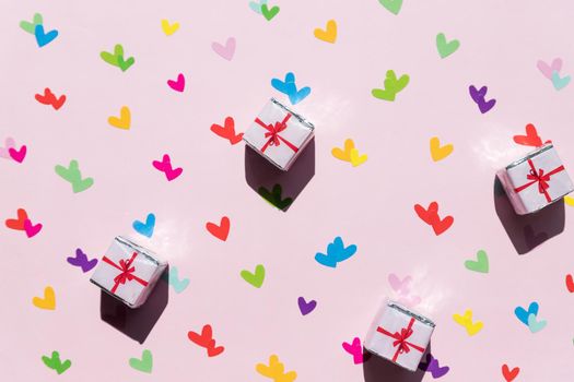 Table top view image of decoration valentine's day background concept.