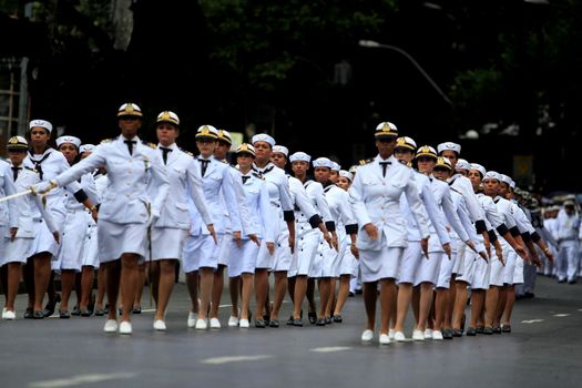 lsalvador, bahia, brazil - september 7, 2014: Brazilian Navy military personnel are seen during a military parade celebrating the independence of Brazil in the city of Salvador.