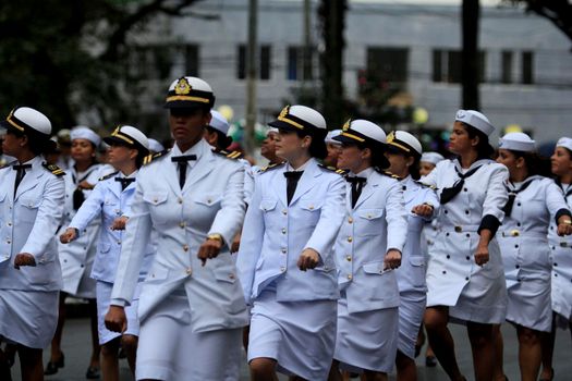 lsalvador, bahia, brazil - september 7, 2014: Brazilian Navy military personnel are seen during a military parade celebrating the independence of Brazil in the city of Salvador.