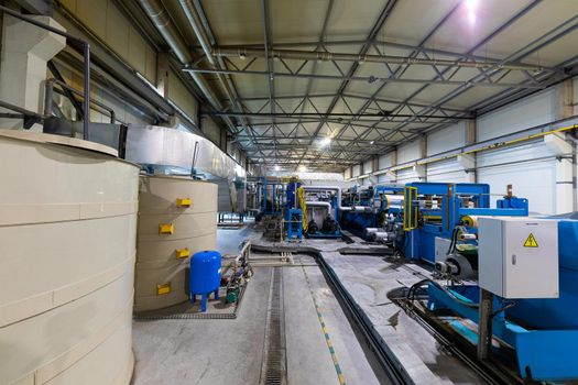 Industrial zone, Steel pipelines, valves and pumps.