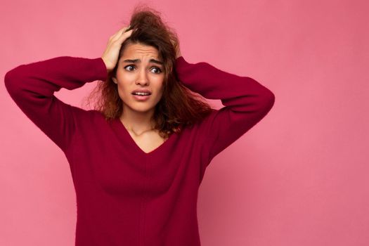 Are you serious? Closeup photo of beautiful attractive emotional shocked amazed surprised young woman with open mouth wearing casual clothes isolated over colourful background with empty space.