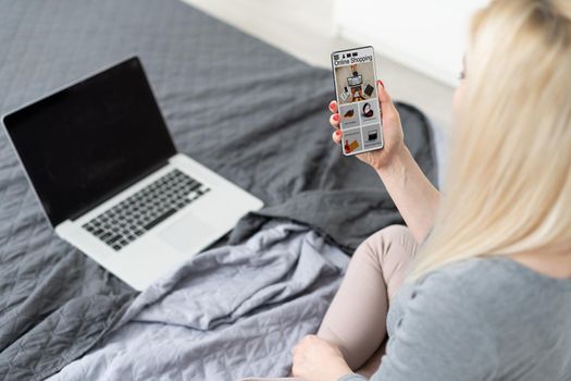 business and modern lifestyle concept: young woman shopping online.