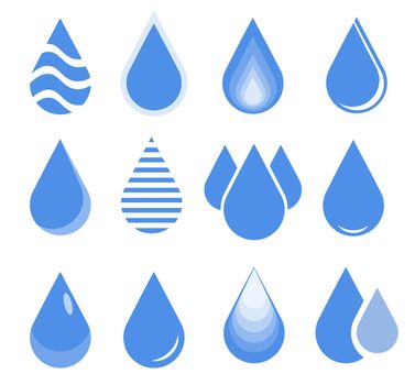 water drop set, blue drop buttons. Illustration