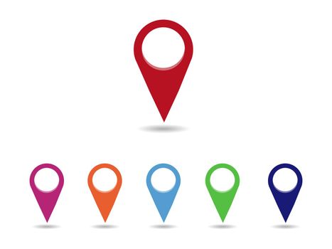 Set of round map pointers location sign. flat design Illustration