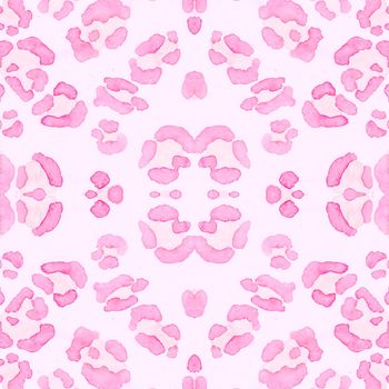 Pink Leopard Rapport. Delicate Cat Art Repeat. Seamless Watercolour Spotted African Wallpaper. Pink Coat Design. Japanese Leopard Border. Panther Art Artwork. Gentle Leopard Texture.