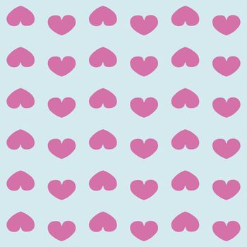 Pattern from pink hearts isolated on blue background. illustration