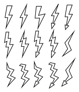 Set of Thunder Lighting Icons on white background . Illustration