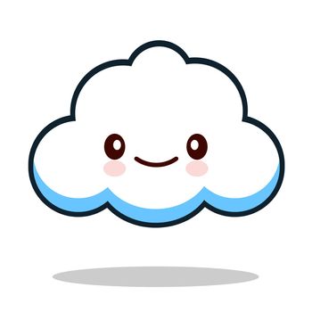 Kawaii cartoon white emoticon cute cloud. Illustration
