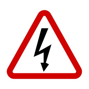 High Voltage Sign. Danger symbol. Black arrow isolated in red triangle on white background. Warning icon. illustration