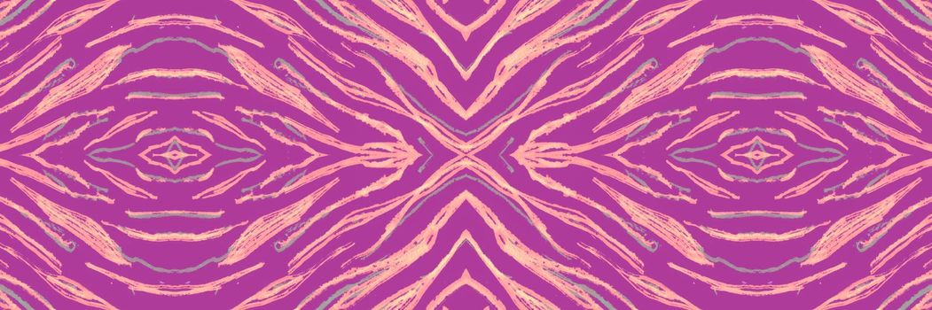 Violet Zebra Leather Texture. Geometric Abstract Stripes. Seamless Safari Ornament. Wild Ethnic Banner. Zebra Leather Print. Seamless Camouflage Fashion Lines. Pink Tiger Leather Print.