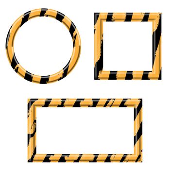 Construction warning border frame set illustration on white background