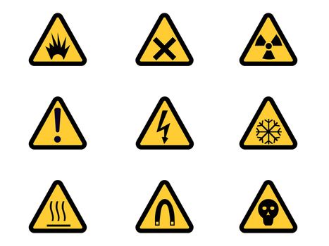 Set of Triangular Warning Hazard Signs. Illustration