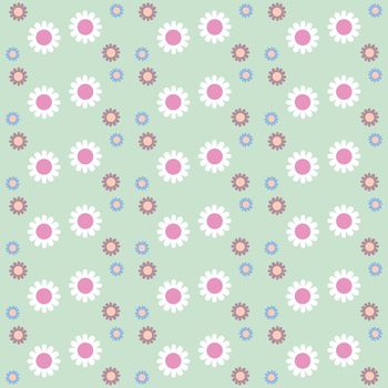 Seamless flowers pattern. Floral green background illustration