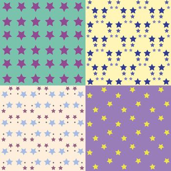 Set of background patterns. Colorful stars illustration