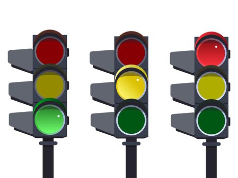 Traffic light sequence . Red, yellow, green lights - Go wait stop