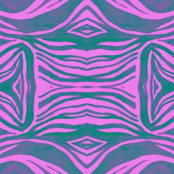 Seamless Animal Print. Fashion Tiger Texture. Violet Watercolor Lines. Seamless African Ornament. Zebra Skin. Abstract Tiger Texture. Watercolor Design. Seamless Pink Cheetah Wallpaper.