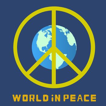 World in peace A globe with a peace sign on it. Illustration