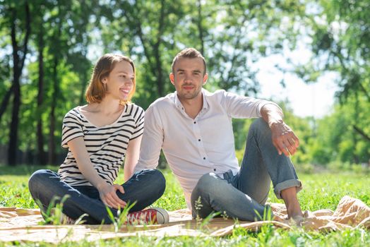 Couple at a picnic in the park. Spending time with a loved one