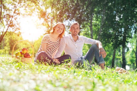 Couple at a picnic in the park. Spending time with a loved one