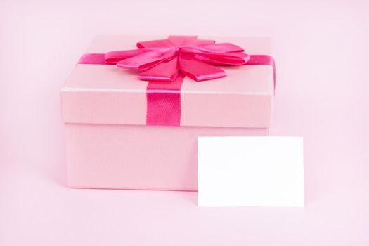 Gift on a pink background for Valentine's Day, for Mother's Day, mock up