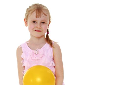 Beautiful little girl posing in the studio. Children's emotions concept. Close-up. Isolated on white background.