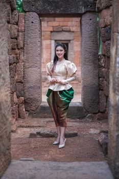 happy beautiful woman in Thai traditional dress 