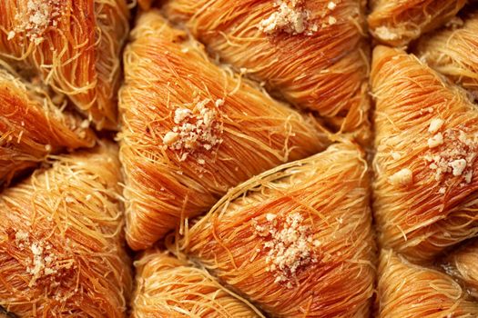 Top view food pattern texture of Turkish dessert baklava
