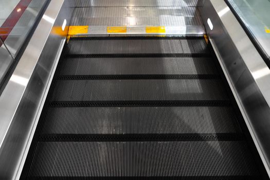 Escalator stairs close up photo in a shopping mall