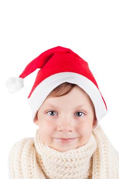 cute little boy wearing Santa Claus cap