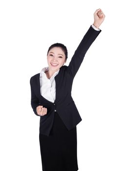 Success / winner business woman isolated on white background