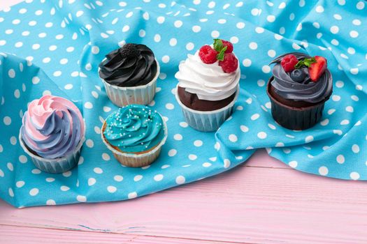 Delicious Assortment of Beautiful Cupcakes close up