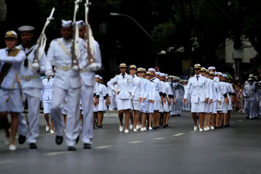 lsalvador, bahia, brazil - september 7, 2014: Brazilian Navy military personnel are seen during a military parade celebrating the independence of Brazil in the city of Salvador.