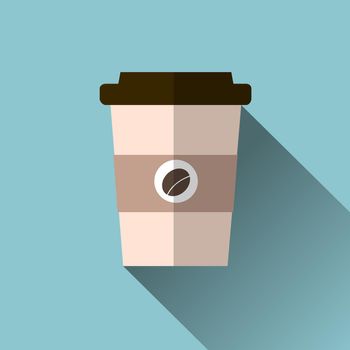 Coffee cup illustration. icon isolated on background. design with long shadow.