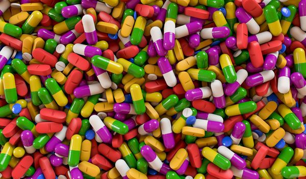 A lot colorful medication and pills from above