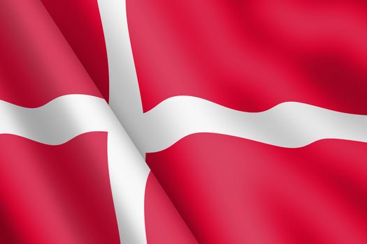 A Denmark waving flag 3d illustration wind ripple