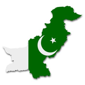 A Pakistan map on white background with clipping path 3d illustration