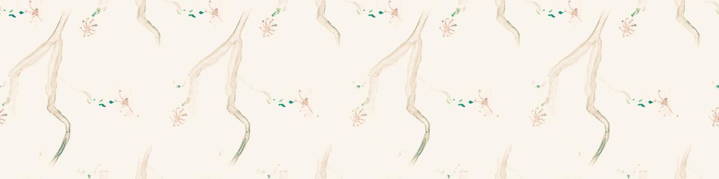 Seamless Flower Repeating. Pastel Rose Branch Textile. Oriental Japan Background. Pink Flower Repeating. Pale Ink Painted Cute Fabric. Japanese Apple Texture. Watercolour Flower Repeating.
