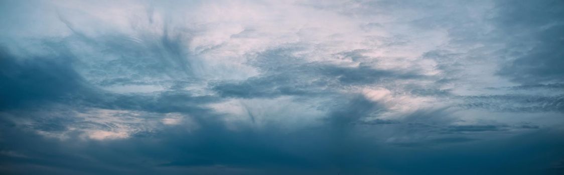Panorama view of cloudy sky in rainy weather