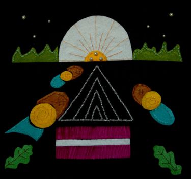 November 18, Proclamation Day of the Republic of Latvia. Handmade beadwork embroidery photography. Sunrise. God sign. God bless Latvia.