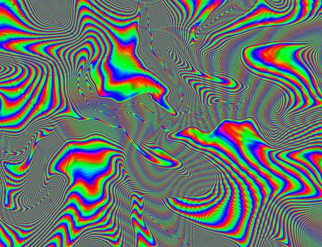 Psychedelic Rainbow Background LSD Colorful Wallpaper. Abstract Hypnotic Illusion. Hippie Retro Texture.